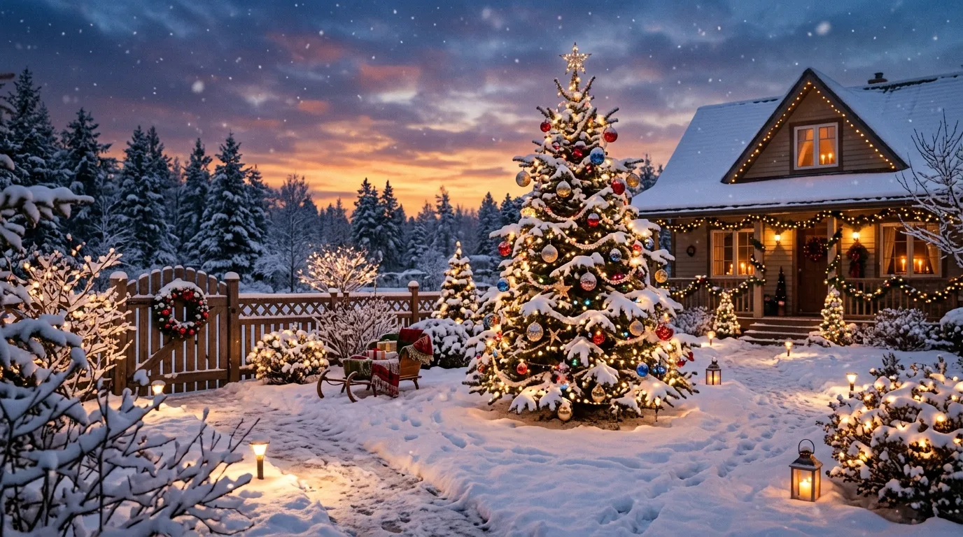 Finish with one cohesive outdoor celebration inspiration for an outdoor holiday display.